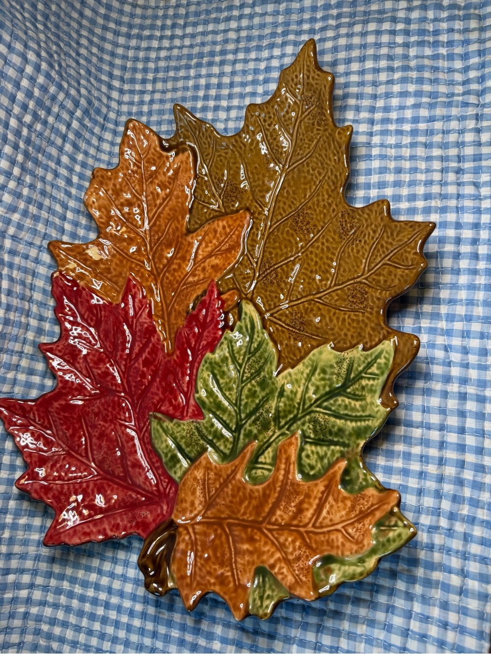 Chris Madden JCPenney Home Colorful Fall Leaf Ceramic Serving Platter